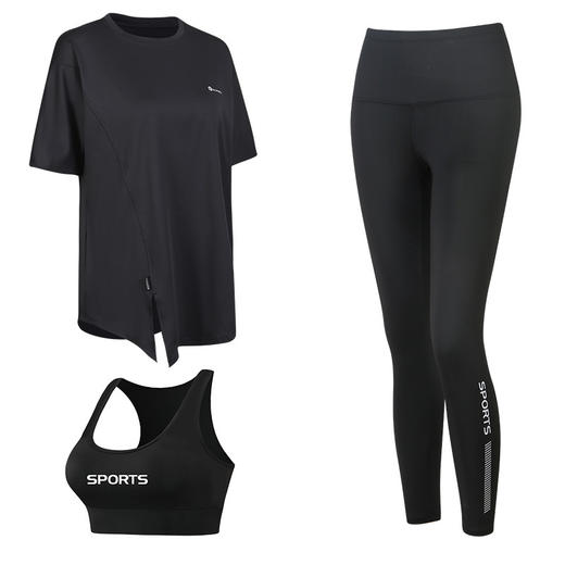 【三件套】跑步套装女夏季户外晨跑运动长袖三件套宽松大码初学者瑜伽健身服 商品图4