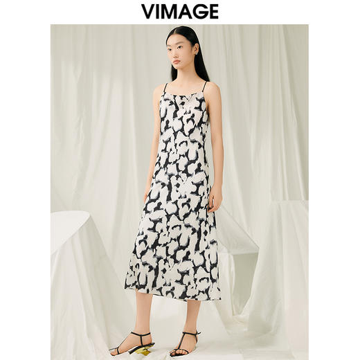 VIMAGE纬漫纪夏季新款印花时尚气质吊带连衣裙V1907506 商品图2