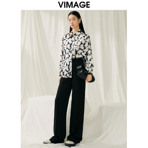 VIMAGE纬漫纪春季新款印花时尚舒适显瘦衬衣衬衫V1909504 商品图1