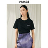 VIMAGE纬漫纪夏季新款100%棉时尚百搭打底舒适弹力圆领T恤女V1902506 商品缩略图2