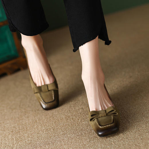 春季新款，复古擦色方头粗跟单鞋YF-A3072 商品图7