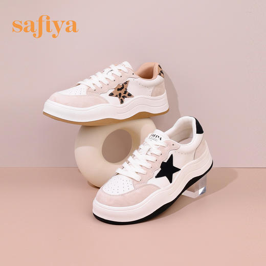 Safiya/索菲娅 潮趣星星波浪底2023年春季新款拼色运动松糕面包大头休闲板鞋 SF31112420 商品图1