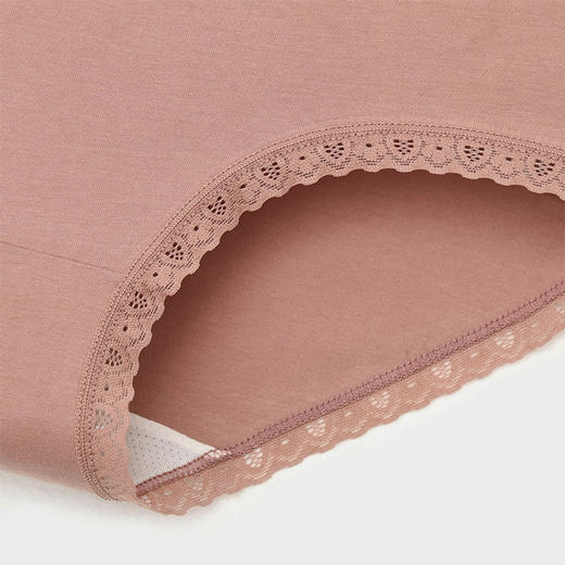 洁丽雅4条装中腰纯棉女士内裤素雅蕾丝边纯棉底裆纯色内裤女 商品图9