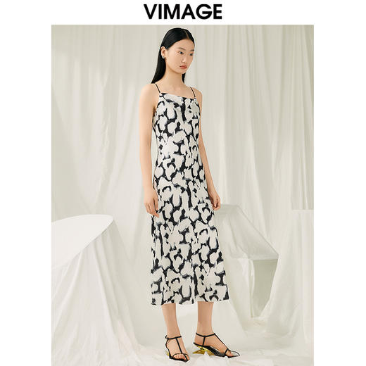 VIMAGE纬漫纪夏季新款印花时尚气质吊带连衣裙V1907506 商品图3