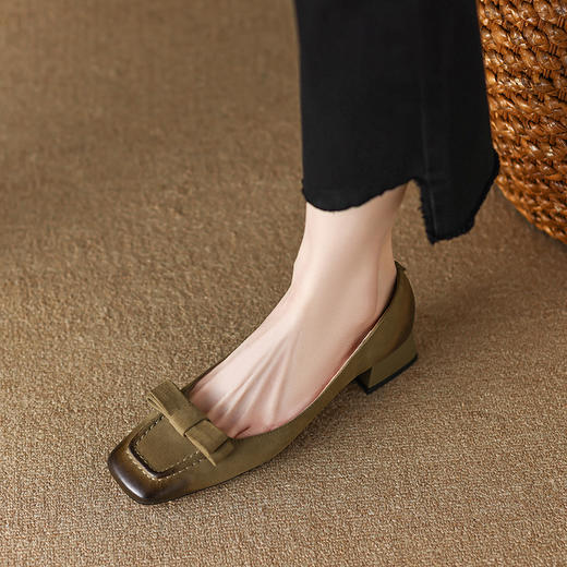 春季新款，复古擦色方头粗跟单鞋YF-A3072 商品图11