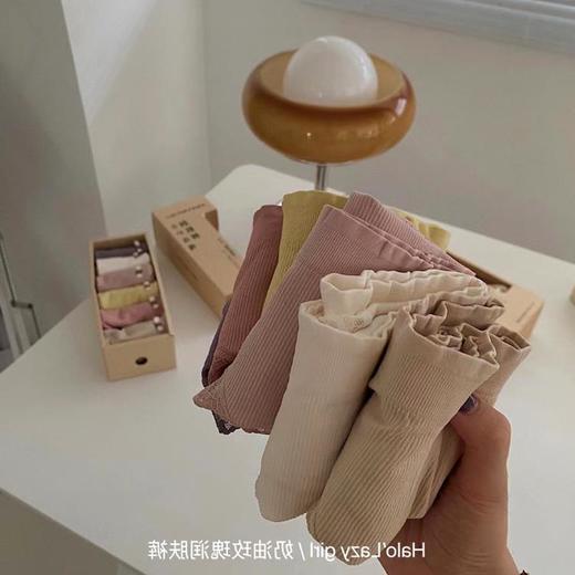 【6条礼盒装❗️奶油玫瑰润肤裤】Halo Lazy Girl日系甜美少女士无痕舒适螺纹中腰大码包臀三角内裤冰淇淋伴手礼新年礼盒年货礼盒 商品图4