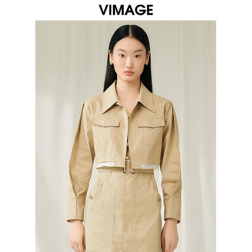 VIMAGE纬漫纪春季新款百搭修身显瘦短款外套V1903509 商品图0