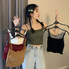 【超百搭❗️带bra性感吊带】不挑身材，内搭外穿都好看，心机美背，新款韩版背心女带胸垫上衣短袖款百搭褶皱美背文胸一体潮内衣 商品缩略图1