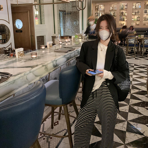 <曾小咸推荐>巨折清仓秒杀，稀有现货24小时发【仅限今日】高腰休闲裤女春夏新款韩版百搭条纹直筒垂感阔腿裤拖地长裤 商品图4