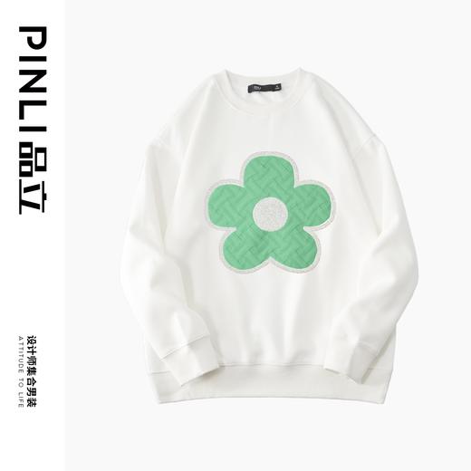 PINLI品立春季新款男士立体压烫钻圆领套头卫衣潮BG231109017 商品图11