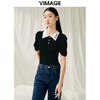 VIMAGE纬漫纪夏季新款显瘦撞色短款泡泡袖针织上衣V1901520 商品缩略图2