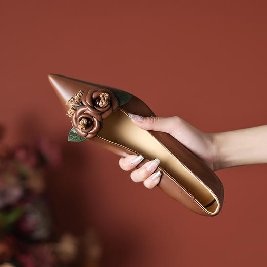 春季新款，里外全皮单鞋小香风高跟鞋FD8142 商品图2