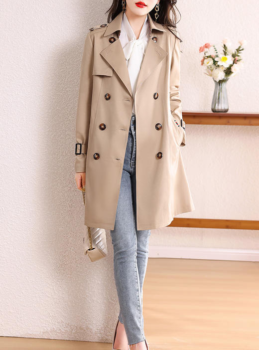 春装新款，纯色韩版长款风衣HR-MXG3212-1-1 商品图6