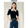 VIMAGE纬漫纪夏季新款显瘦撞色短款泡泡袖针织上衣V1901520 商品缩略图5