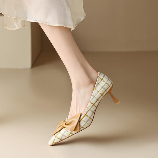 春季新款，尖头蝴蝶结高跟浅口单鞋NX-m1410 商品图4