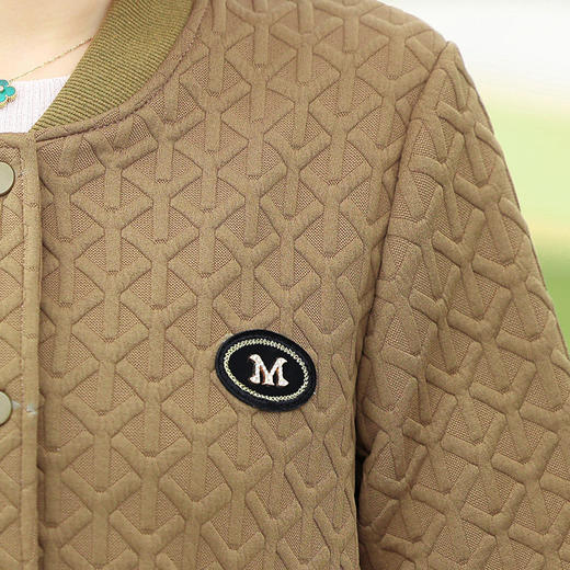 QC2303中年妈妈春秋装短款立领夹克上衣中老年女春装休闲大码棒球服外套 商品图4