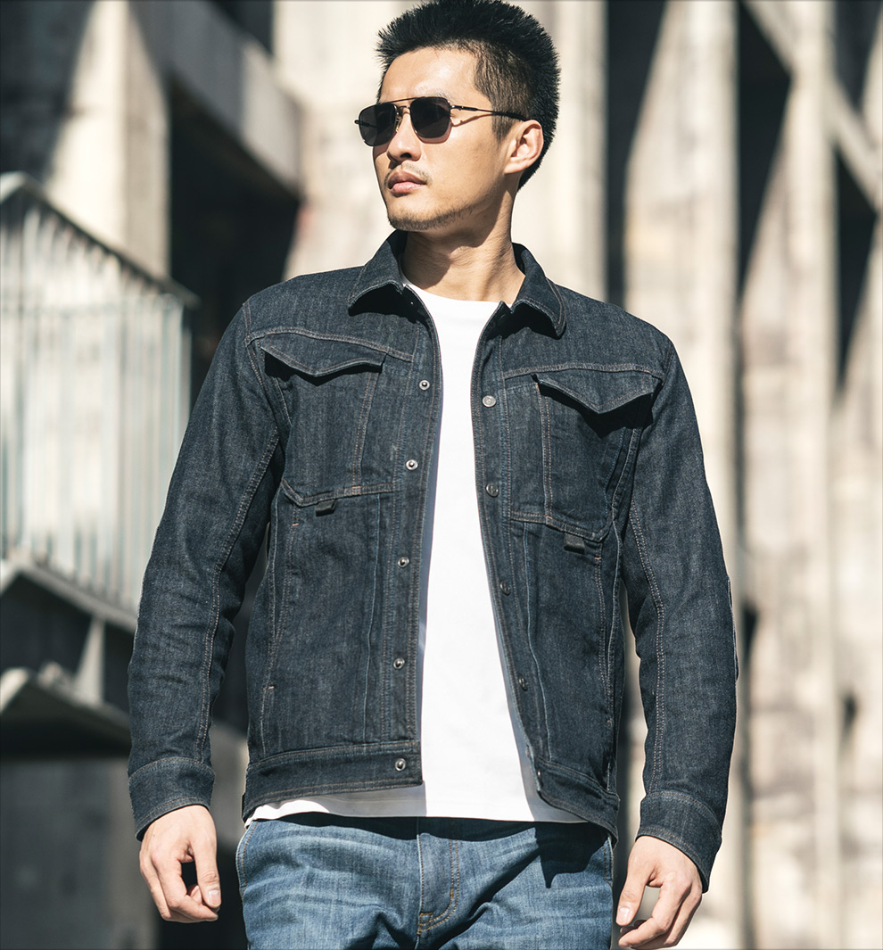 龙牙战骑牛仔夹克春秋男士翻领外套潮流工装