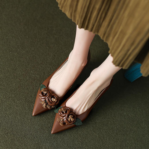 春季新款，里外全皮单鞋小香风高跟鞋FD8142 商品图4