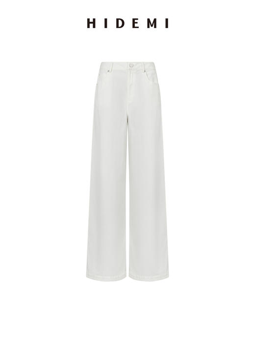 HIDEMI “天王裤”柔软水洗牛仔棉中低腰阔腿牛仔裤 白色/黑色/芝麻色 商品图10