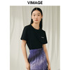VIMAGE纬漫纪夏季新款100%棉时尚百搭打底舒适弹力圆领T恤女V1902506 商品缩略图3
