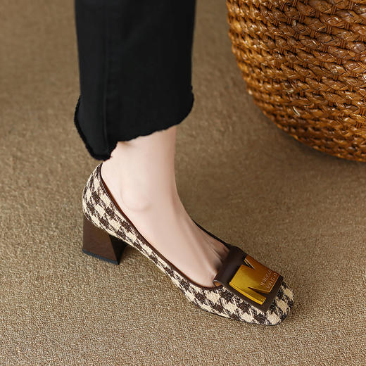 春季新款，爆款网红复古千鸟格单鞋YF-A3076 商品图2