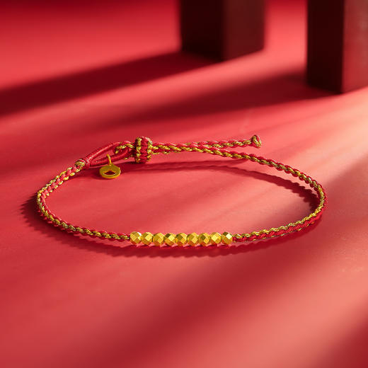 周六福黄金碎金子手链细手绳计价足金碎碎金情侣红手绳送女友礼物 商品图2