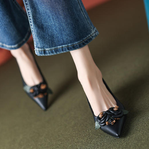 春季新款，里外全皮单鞋小香风高跟鞋FD8142 商品图6