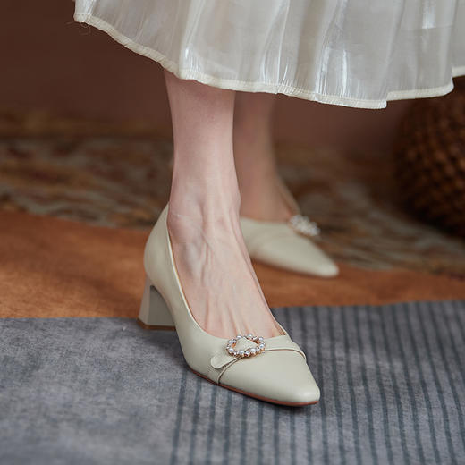 优雅百搭，真皮纯色浅口小皮鞋WC-M8975 商品图7