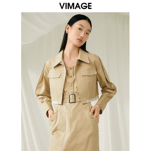 VIMAGE纬漫纪春季新款百搭修身显瘦短款外套V1903509 商品图4