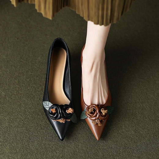 春季新款，里外全皮单鞋小香风高跟鞋FD8142 商品图0