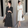 春季时尚简约大方，气质优雅纯色提花工艺双排扣中长款风衣HR-WHA2089 商品缩略图3