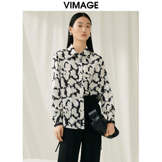 VIMAGE纬漫纪春季新款印花时尚舒适显瘦衬衣衬衫V1909504 商品图2