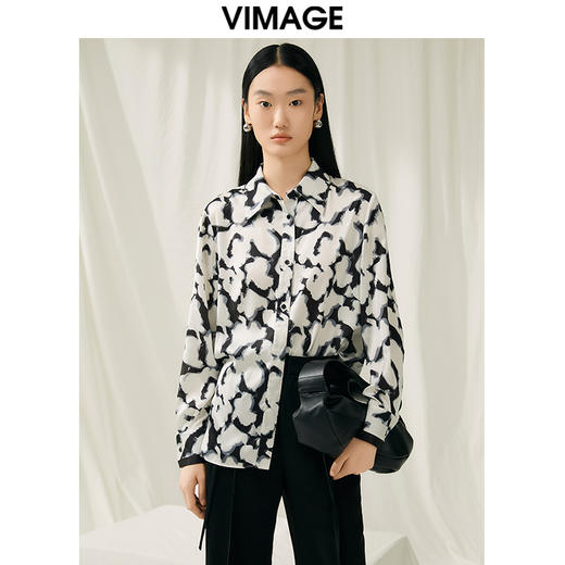VIMAGE纬漫纪春季新款印花时尚舒适显瘦衬衣衬衫V1909504 商品图5