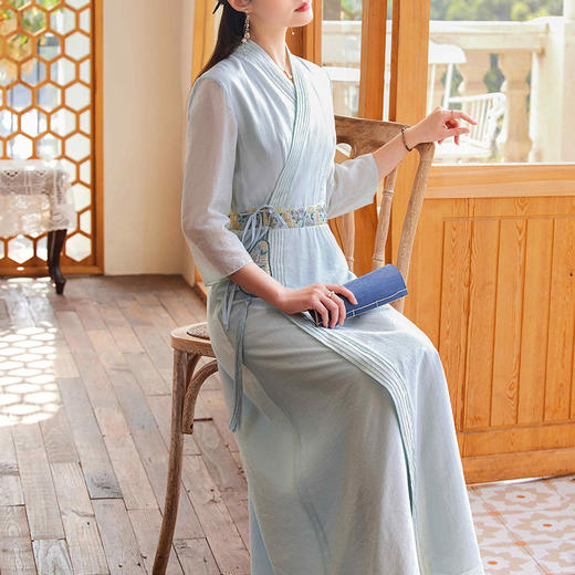 中式复古民族风，绣花禅意服大码连衣裙OG-6016 商品图1