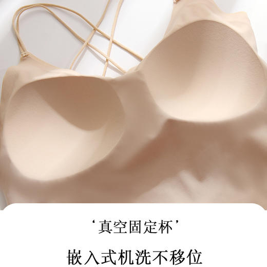 【性感无痕❗️冰丝露脐美背吊带】亲肤细腻，舒适透气，新款空气固定杯美背内衣，无痕一体露脐吊带背心女性感裹胸文胸 商品图2