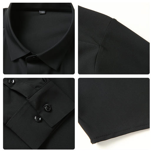 【Q】【新款DM】大依优型长袖衬衫加肥加大男装弹力免烫大号纯色大码衬衣高弹净版 商品图2