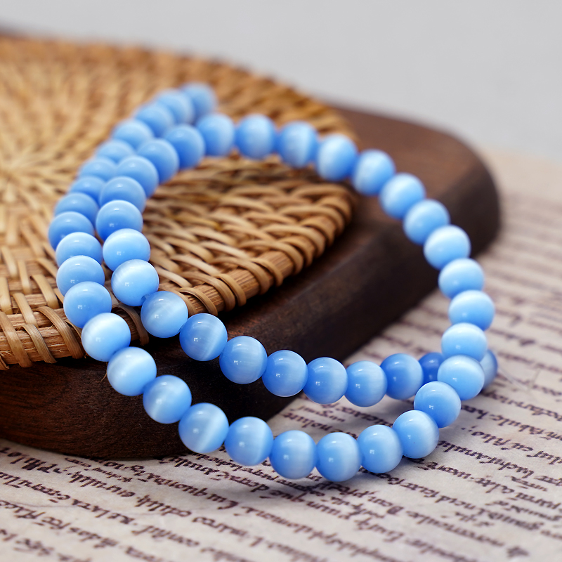 蓝猫眼8MM珠料意卡米诺手串念珠单颗珠子散珠半成品