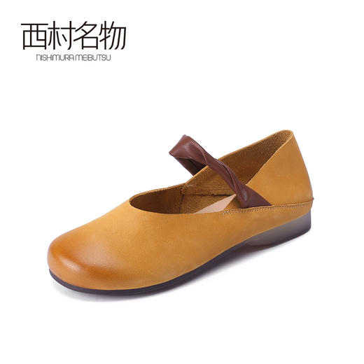 西村名物2023春季新款真皮英伦风软皮软底玛丽珍低跟休闲鞋T23AE12501 商品图1