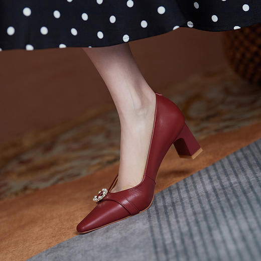 优雅百搭，真皮纯色浅口小皮鞋WC-M8975 商品图2