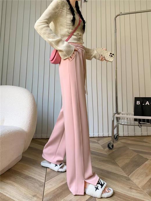 【YW】无忧购高腰弹力腰围空气棉云朵裤腿开叉阔腿裤8566  （2.17截单后7天发货)25年清仓捡漏 商品图3