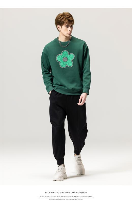 PINLI品立春季新款男士立体压烫钻圆领套头卫衣潮BG231109017 商品图7