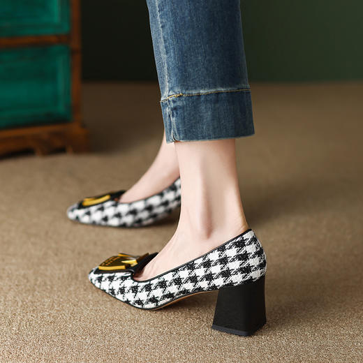 春季新款，爆款网红复古千鸟格单鞋YF-A3076 商品图8