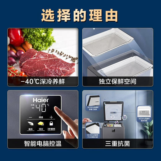 海尔（Haier）【多仓速达】海尔冰柜家用 低温迷你小冰柜冷柜 冷藏冷冻切换 深冷速冻零下小型电冰柜小富豪 BC/BD-142GHEPG-顶配-40℃超低温 商品图1