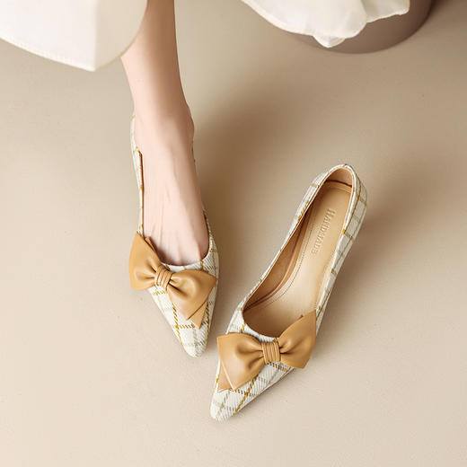 春季新款，尖头蝴蝶结高跟浅口单鞋NX-m1410 商品图1