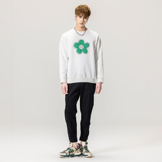 PINLI品立春季新款男士立体压烫钻圆领套头卫衣潮BG231109017 商品图1