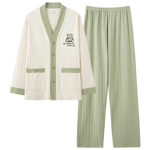 【情侣睡衣！家居服可外穿套装】春秋情侣睡衣开衫长袖两件套舒适时尚男女家居服可外穿套装 商品图4