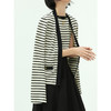 COCOBELLA撞色黑白条纹喇叭袖针织衫女V领开衫MZ157 商品缩略图2