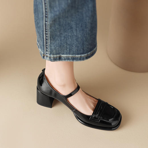 春季新款，复古方头玛丽珍粗跟单鞋YF-A1078 商品图10