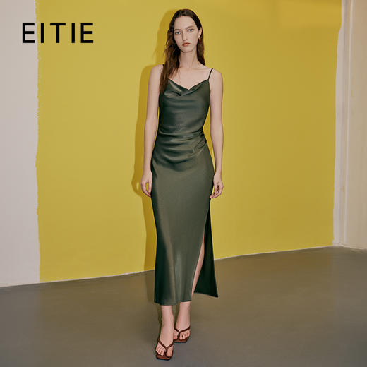 EITIE爱特爱夏季新款气质性感荡领吊带开叉连衣裙7307031 商品图0