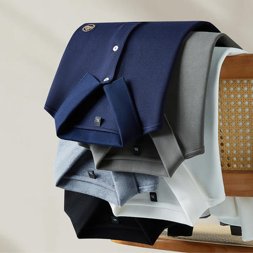 一口价【新款DK】 大依优型春秋长袖POLO衫翻领丝光棉免烫大号大码上衣男士系显商务加肥加大男装 商品图3